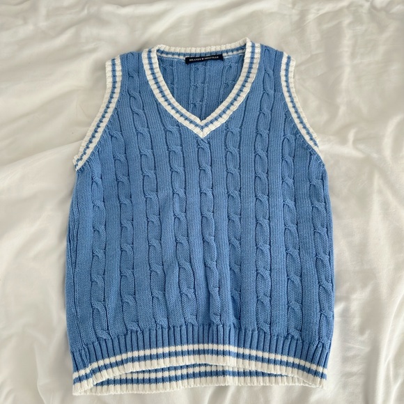 Brandy Melville Tops - Brandy Melville Blue Cable Knit Sweater Vest